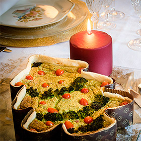 Árboles de Navidad de brócoli y queso manchego semicurado D.O.P. Las Terceras