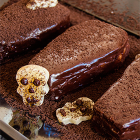 Féretros de brownie con queso manchego semicurado D.O.P. Las Terceras