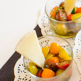 Cóctel de tomates cherry de colores y queso manchego semicurado D.O.P. Las Terceras