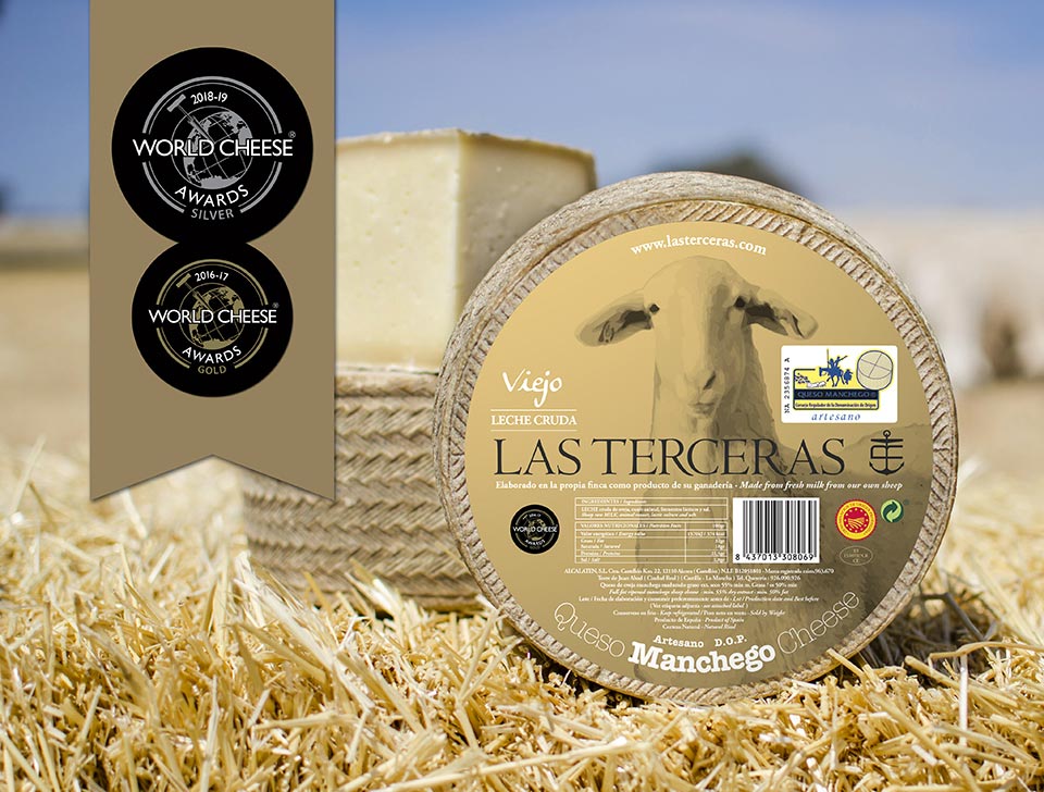 Aged Manchego Cheese silver medal as a hard cheese that has been awarded a P.D.O.