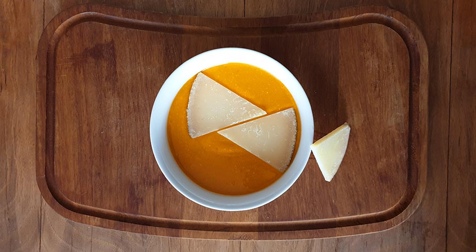 Crema de calabaza y Queso Manchego Las Terceras