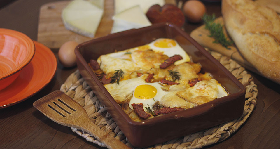 Huevos al Horno con Queso Manchego DOP Las Terceras y Sobrasada