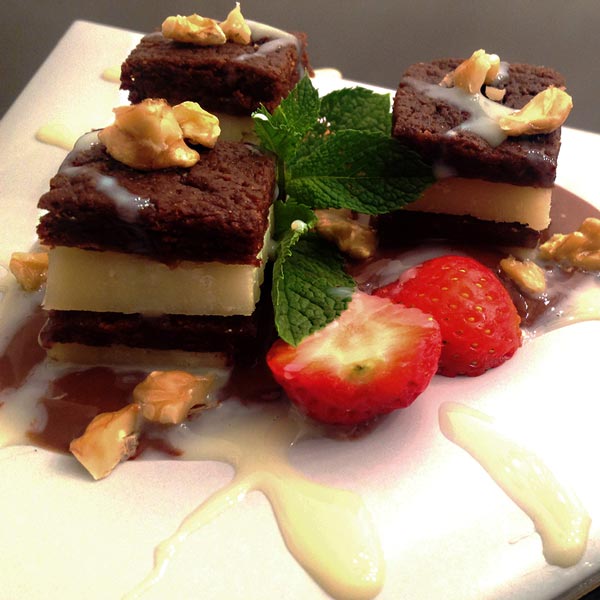 Brownies rellenos de queso manchego Las Terceras D.O.P.