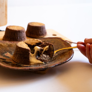 Coulant de chocolate relleno de queso manchego semicurado DOP Las Terceras