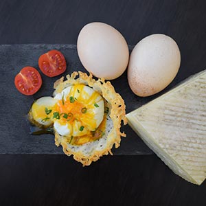 Huevo Poché Relleno de queso manchego