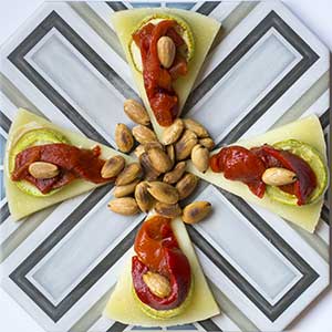Las Terceras Manchego cheese PDO with sauteed vegetables