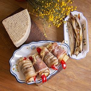 Rollitos de berenjena y queso manchego semicurado Las Terceras D.O.P.