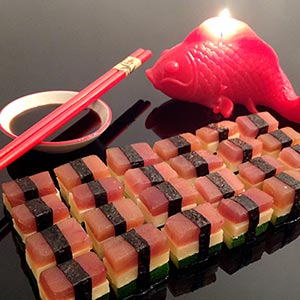 Sashimi de atún y queso manchego semicurado Las Terceras D.O.P.