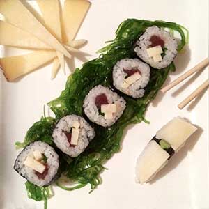 Sushi con queso manchego semicurado Las Terceras D.O.P.