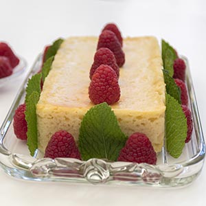 Tarta helada de Queso Manchego y frambuesas