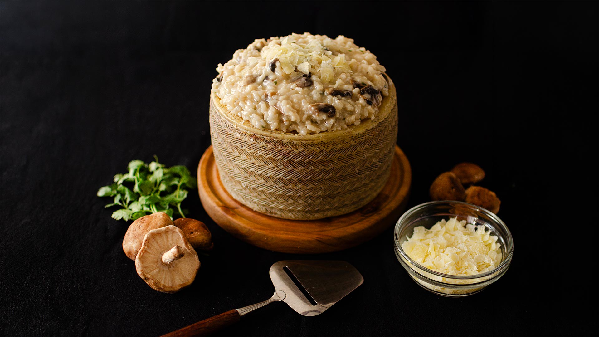 Risotto de setas con queso manchego curado Las Terceras D.O.P.