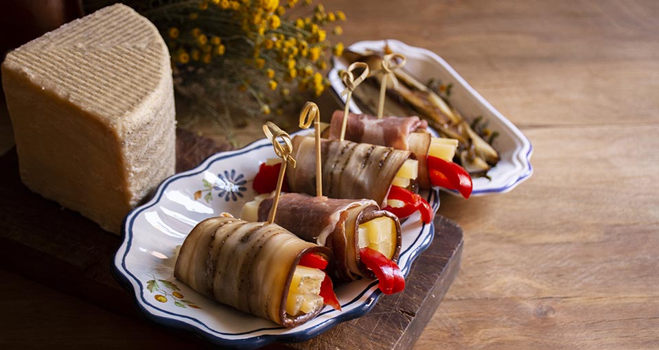 Rollitos de berenjena y Queso Manchego DOP Las Terceras
